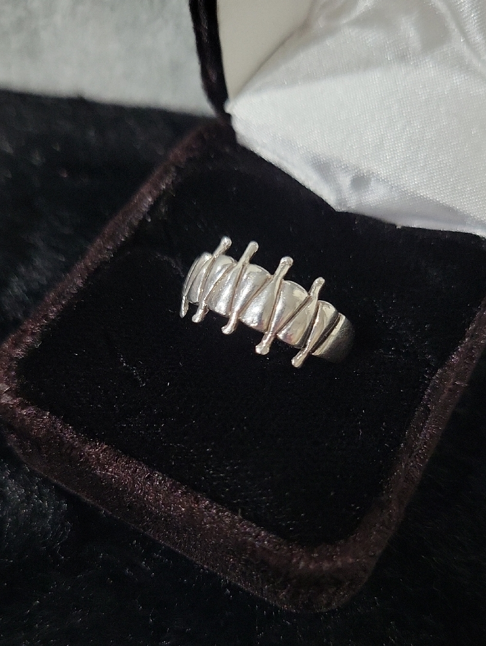 Vintage Sterling Silver Ring Modernist Design 9.25
